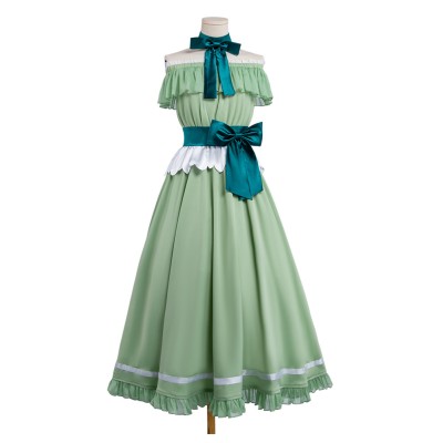 Frieren Women Green Dress Cosplay Costume Halloween Carnival Outfit