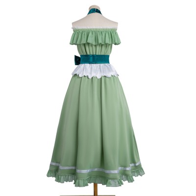 Frieren Women Green Dress Cosplay Costume Halloween Carnival Outfit