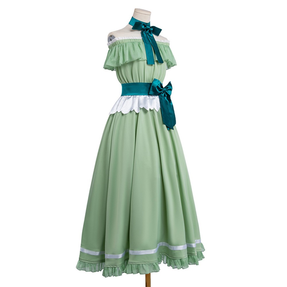 Frieren Women Green Dress Cosplay Costume Halloween Carnival Outfit