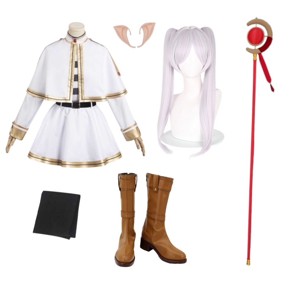 Frieren White Suit Cosplay Costume Halloween Carnival Outfit