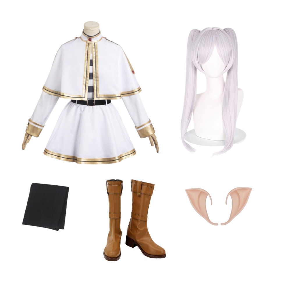 Frieren White Suit Cosplay Costume Halloween Carnival Outfit