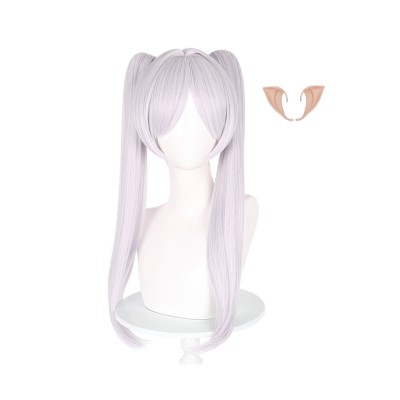 Frieren Wig and Ear Heat Resistant Synthetic Hair Accessories Cosplay Costume Halloween Carnival