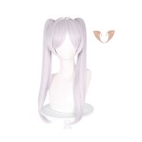 Frieren Wig and Ear Heat Resistant Synthetic Hair Accessories Cosplay Costume Halloween Carnival