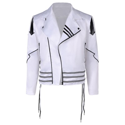 Freddie Mercury White Leather Jacket Suit Cosplay Costume Halloween Carnival Outfit