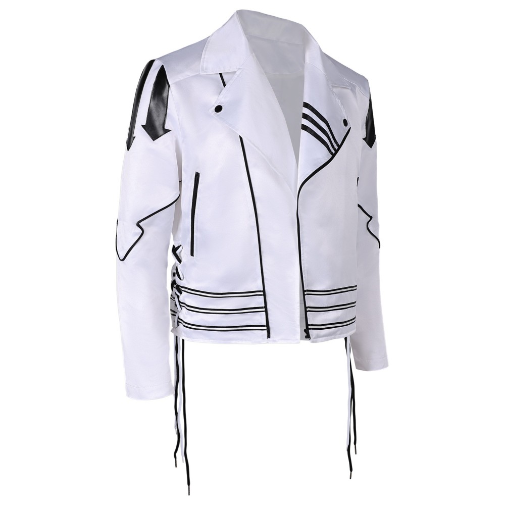Freddie Mercury White Leather Jacket Suit Cosplay Costume Halloween Carnival Outfit