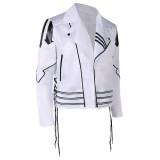 Freddie Mercury White Leather Jacket Suit Cosplay Costume Halloween Carnival Outfit