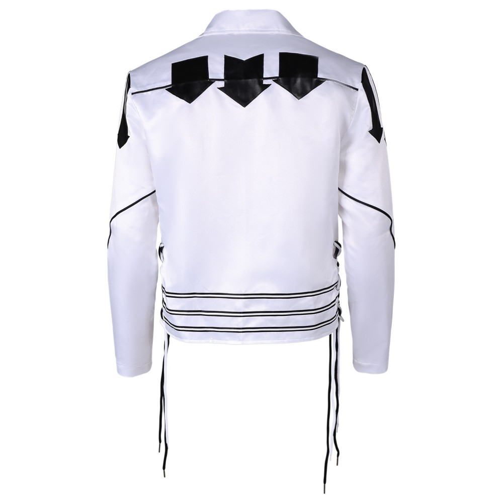 Freddie Mercury White Leather Jacket Suit Cosplay Costume Halloween Carnival Outfit