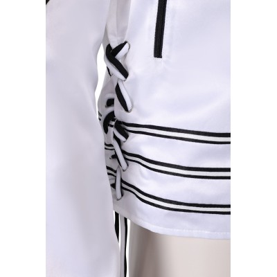 Freddie Mercury White Leather Jacket Suit Cosplay Costume Halloween Carnival Outfit
