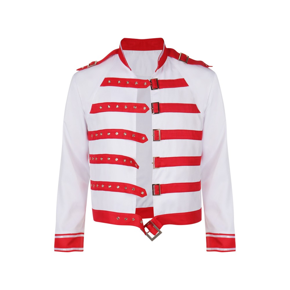 Freddie Mercury White Jacket Suit Cosplay Costume Halloween Carnival Outfit