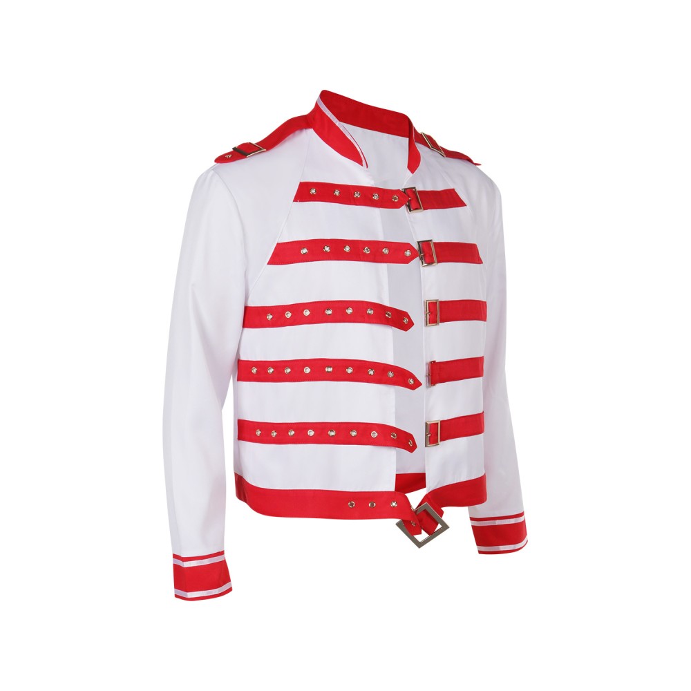 Freddie Mercury White Jacket Suit Cosplay Costume Halloween Carnival Outfit