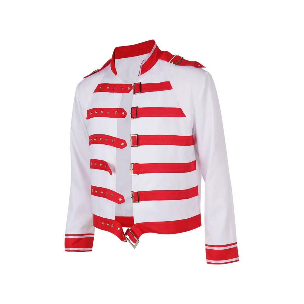 Freddie Mercury White Jacket Suit Cosplay Costume Halloween Carnival Outfit