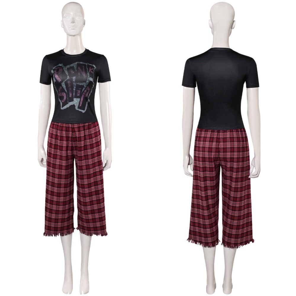 Freakier Friday Anna Coleman Women Black Top Flannel Pants Party Cosplay Costume Halloween Carnival