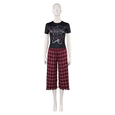Freakier Friday Anna Coleman Women Black Top Flannel Pants Party Cosplay Costume Halloween Carnival