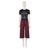 Freakier Friday Anna Coleman Women Black Top Flannel Pants Party Cosplay Costume Halloween Carnival