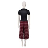 Freakier Friday Anna Coleman Women Black Top Flannel Pants Party Cosplay Costume Halloween Carnival
