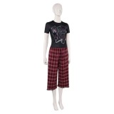 Freakier Friday Anna Coleman Women Black Top Flannel Pants Party Cosplay Costume Halloween Carnival