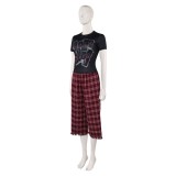 Freakier Friday Anna Coleman Women Black Top Flannel Pants Party Cosplay Costume Halloween Carnival