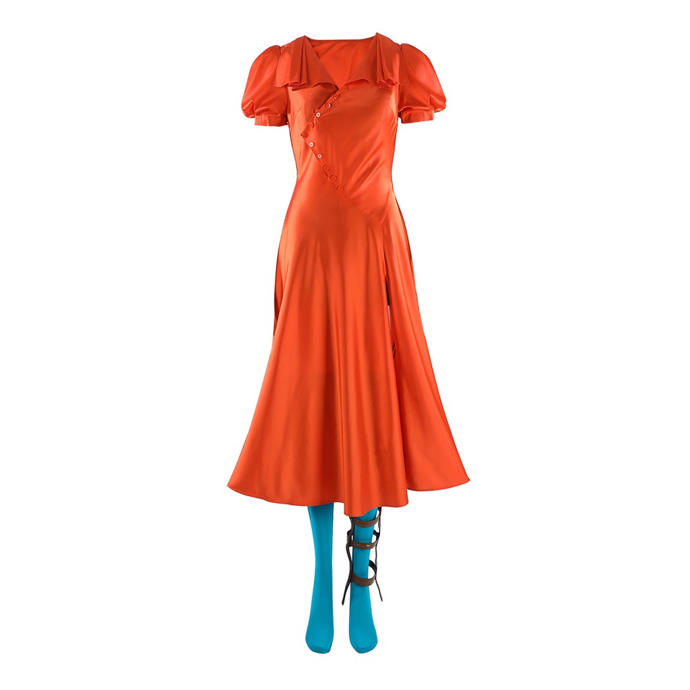 Frankenstein The Bride Women Orange Cosplay Costume Halloween Carnival Outfit