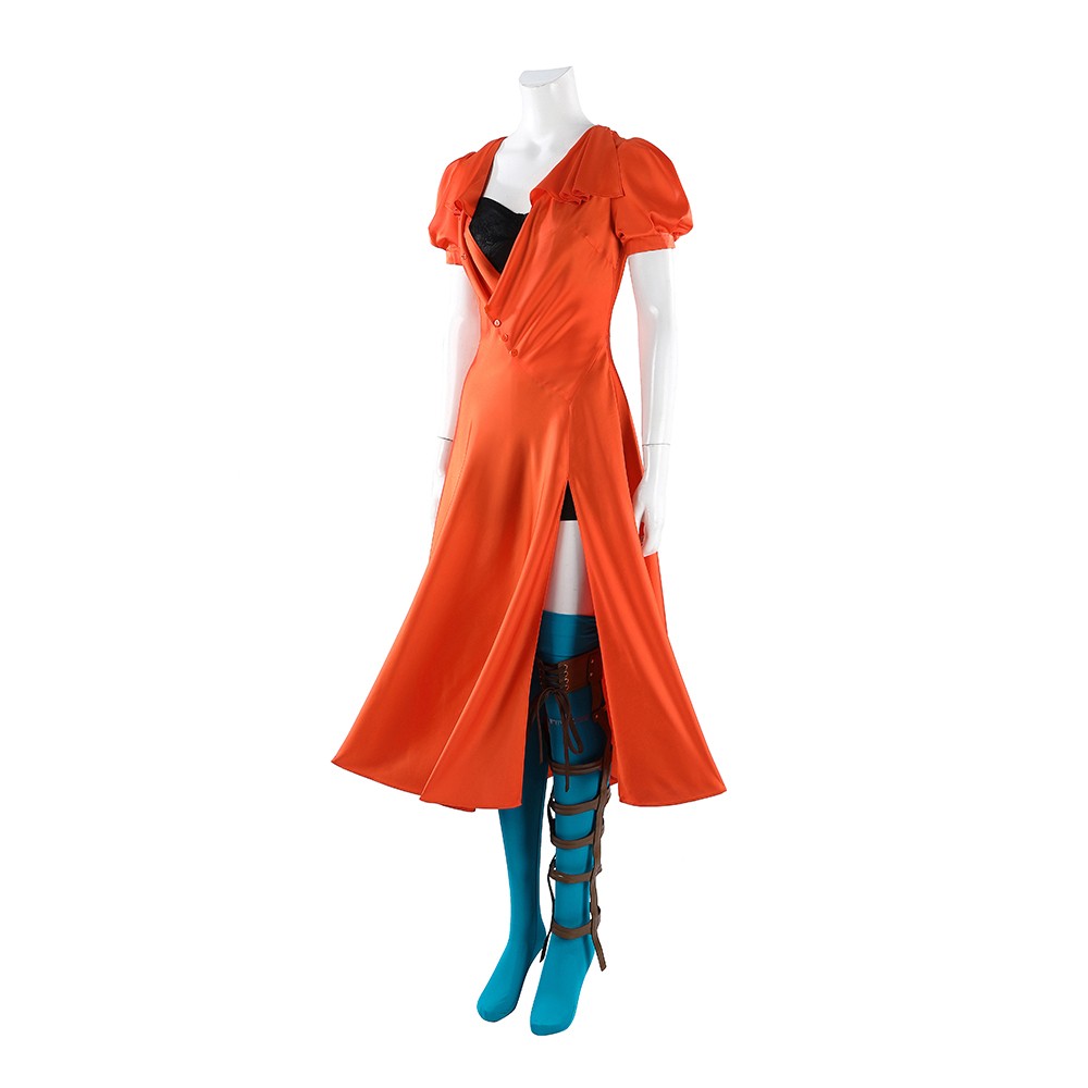 Frankenstein The Bride Women Orange Cosplay Costume Halloween Carnival Outfit