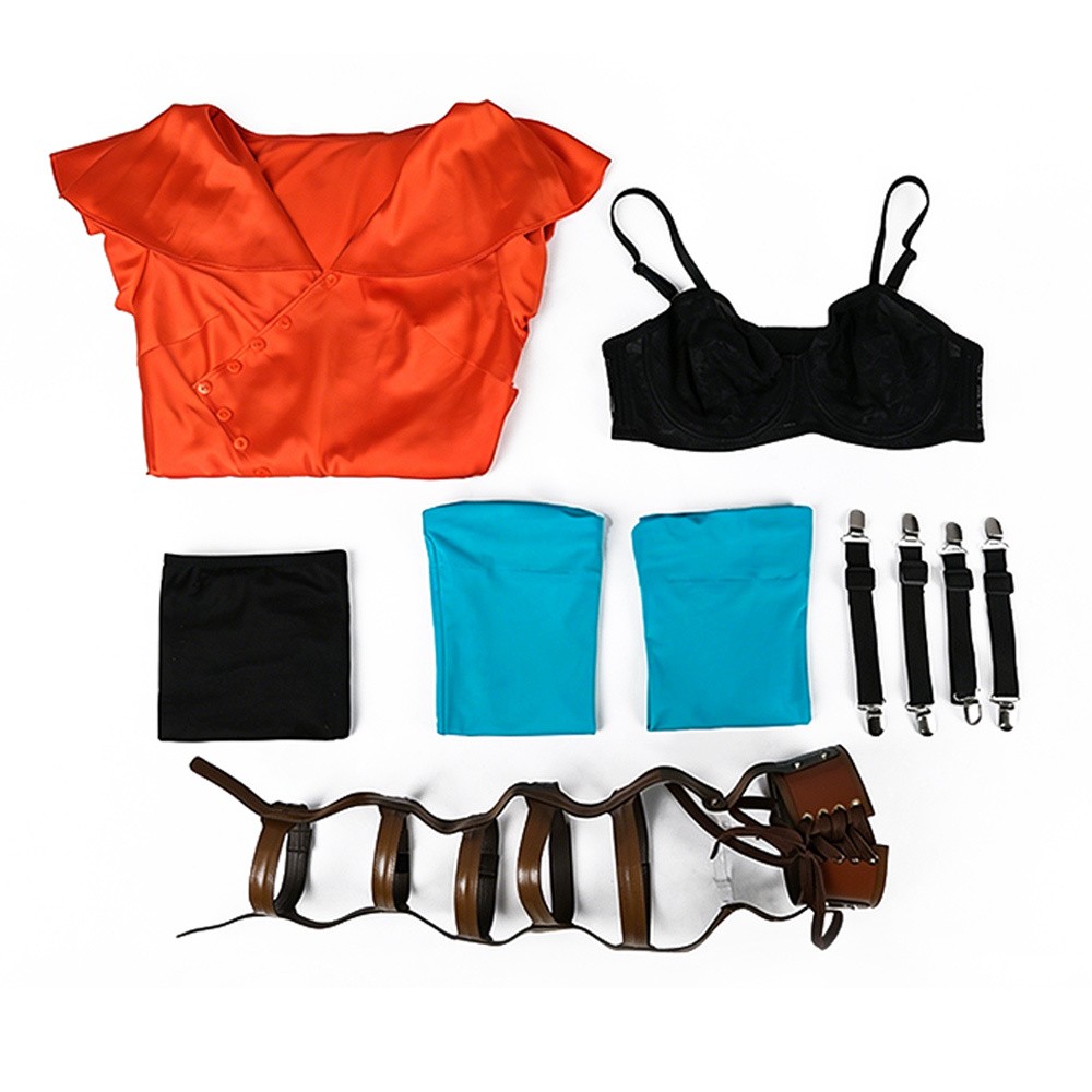 Frankenstein The Bride Women Orange Cosplay Costume Halloween Carnival Outfit