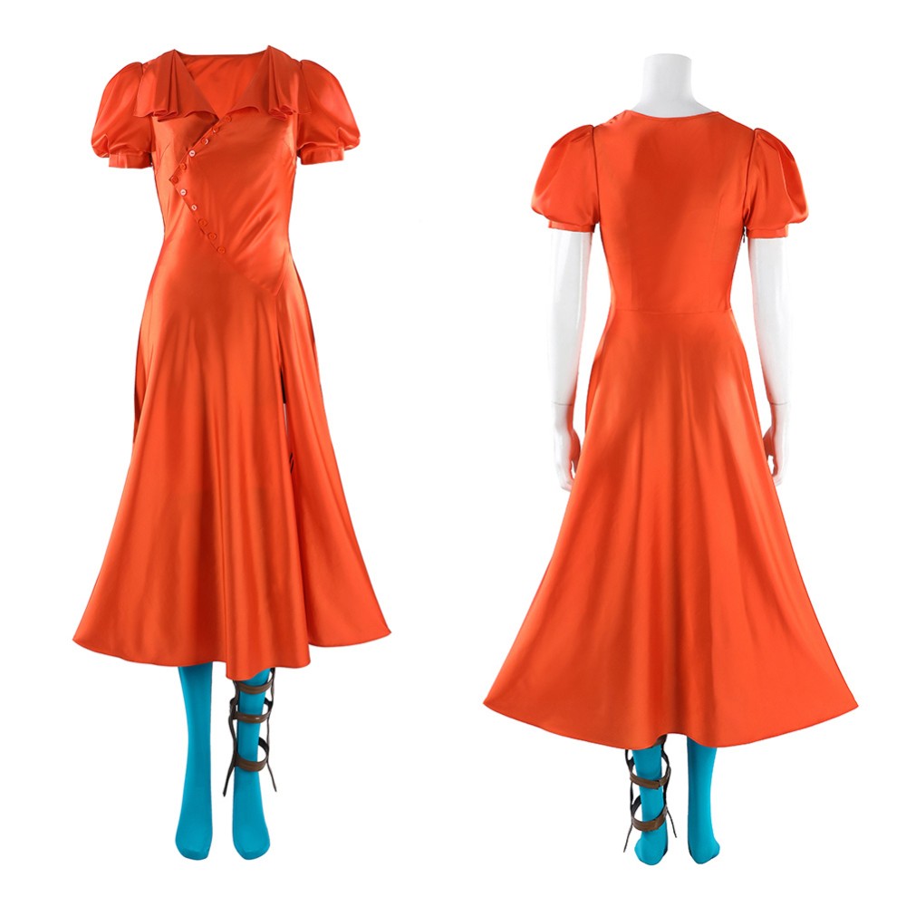 Frankenstein The Bride Women Orange Cosplay Costume Halloween Carnival Outfit