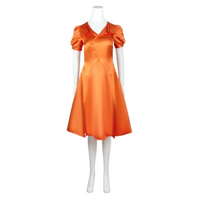 Frankenstein The Bride Women Orange Dress Cosplay Costume Halloween Carnival Outfit