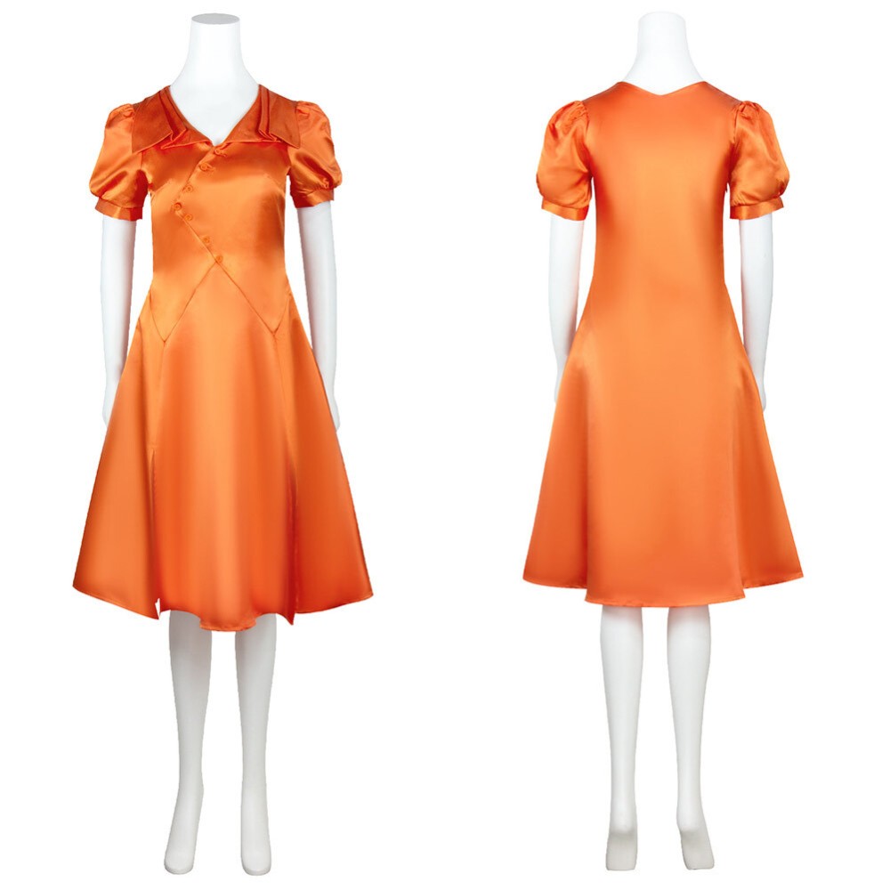 Frankenstein The Bride Women Orange Dress Cosplay Costume Halloween Carnival Outfit
