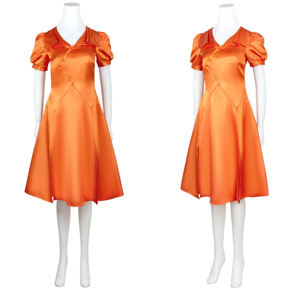 Frankenstein The Bride Women Orange Dress Cosplay Costume Halloween Carnival Outfit