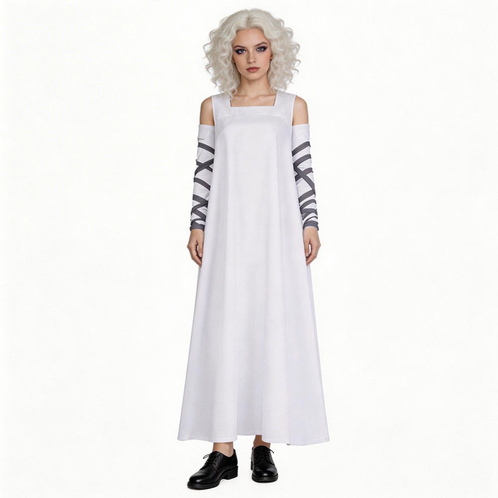 Frankenstein Elizabeth Women White Cosplay Costume Halloween Carnival Outfit
