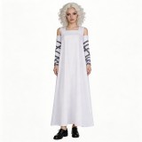 Frankenstein Elizabeth Women White Cosplay Costume Halloween Carnival Outfit