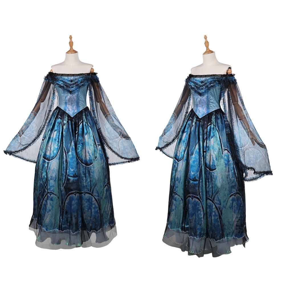 Frankenstein Elizabeth Women Blue Cosplay Costume Halloween Carnival Outfit