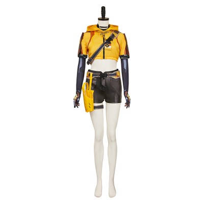 FragPunk Hollowpoint Women Yellow Cosplay Costume Halloween Carnival Outfit