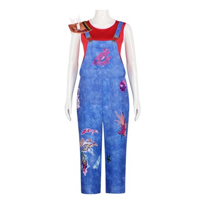 Forgotten Island Jo Women Blue Overalls Cosplay Costume Halloween Carnival Outfit