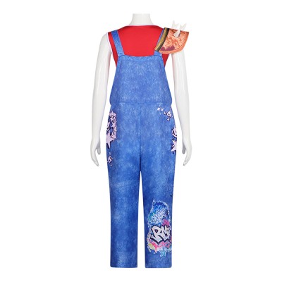 Forgotten Island Jo Women Blue Overalls Cosplay Costume Halloween Carnival Outfit