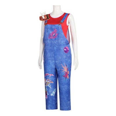 Forgotten Island Jo Women Blue Overalls Cosplay Costume Halloween Carnival Outfit