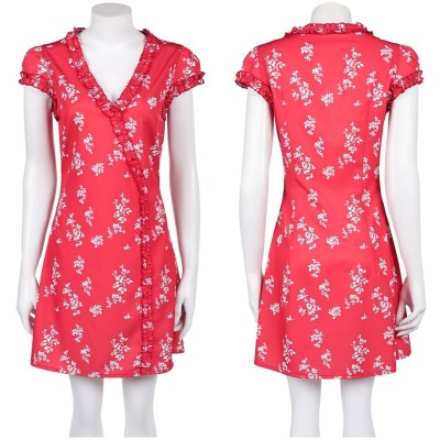 Fleabag Season 2 Fleabag Women Red Printed Dress Party Cosplay Costume Halloween Carnival