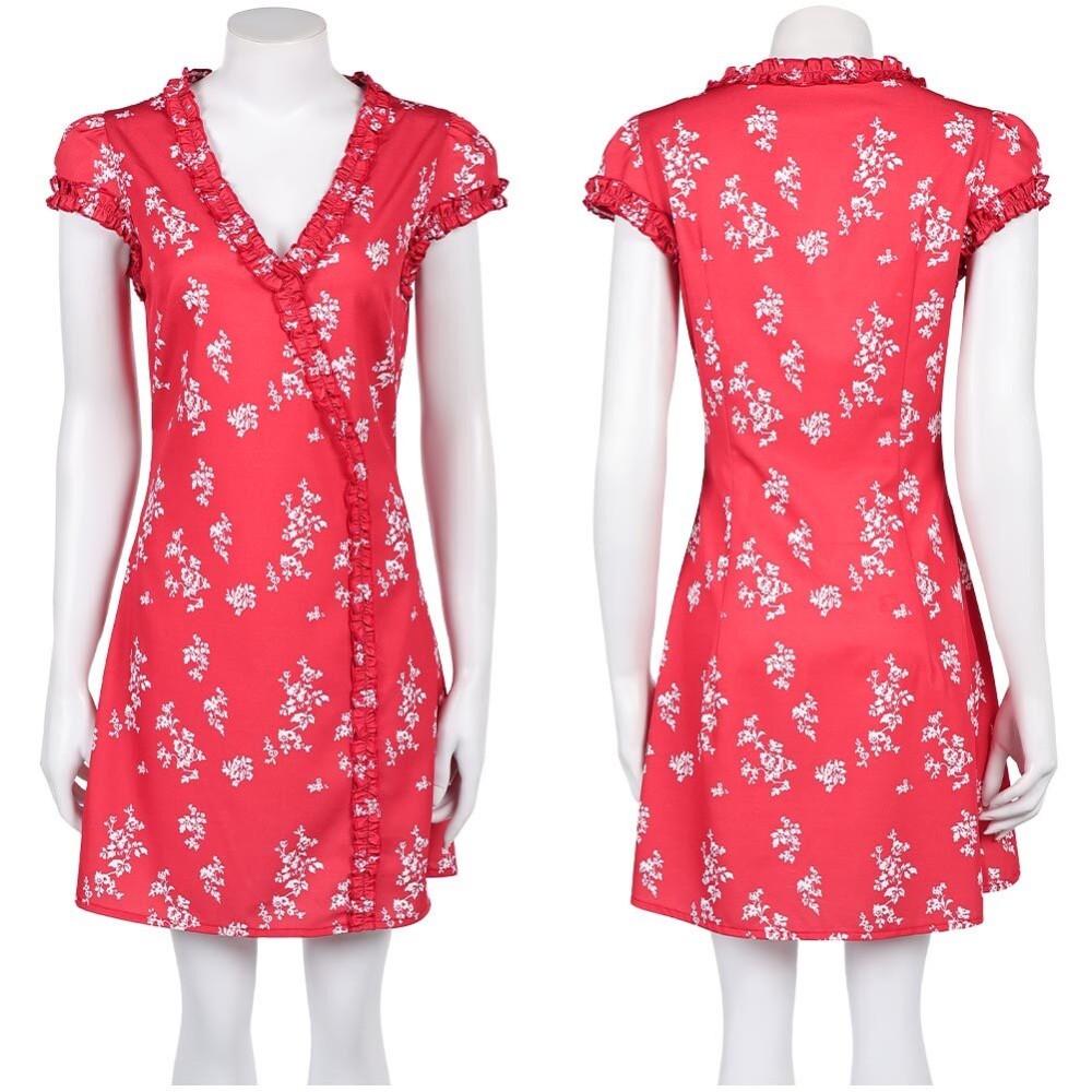 Fleabag Season 2 Fleabag Women Red Printed Dress Party Cosplay Costume Halloween Carnival