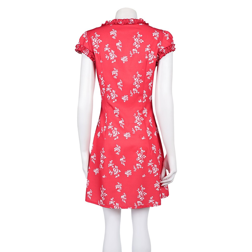 Fleabag Season 2 Fleabag Women Red Printed Dress Party Cosplay Costume Halloween Carnival