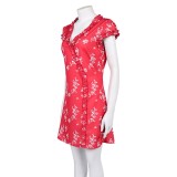 Fleabag Season 2 Fleabag Women Red Printed Dress Party Cosplay Costume Halloween Carnival