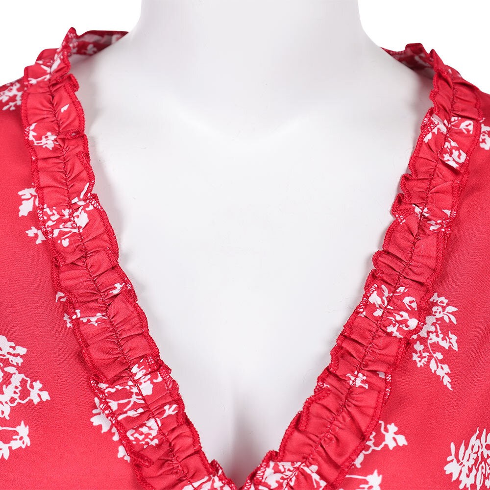 Fleabag Season 2 Fleabag Women Red Printed Dress Party Cosplay Costume Halloween Carnival