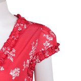 Fleabag Season 2 Fleabag Women Red Printed Dress Party Cosplay Costume Halloween Carnival