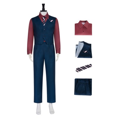 Finley the Puppet Men Blue Suit Cosplay Costume Halloween Carnival Outfit