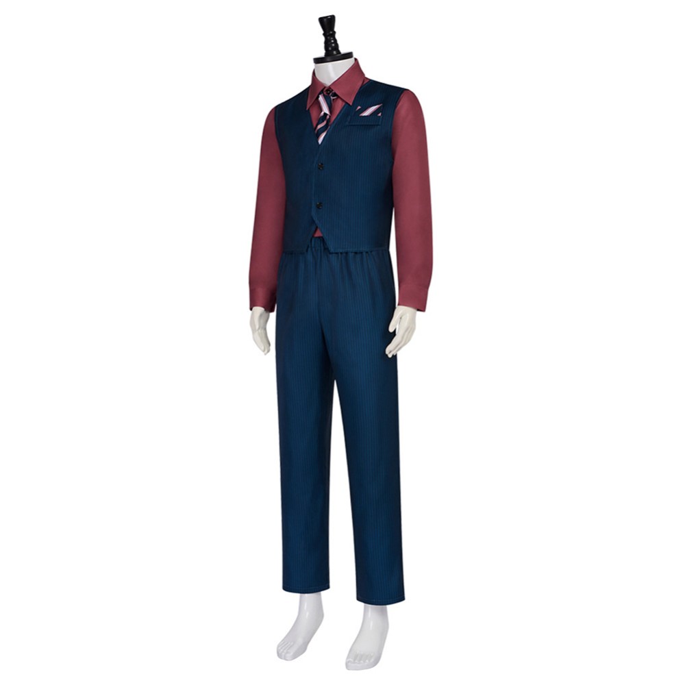 Finley the Puppet Men Blue Suit Cosplay Costume Halloween Carnival Outfit