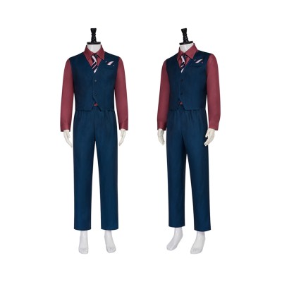 Finley the Puppet Men Blue Suit Cosplay Costume Halloween Carnival Outfit