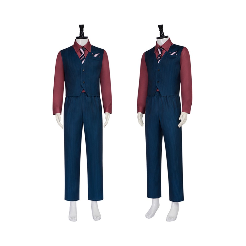 Finley the Puppet Men Blue Suit Cosplay Costume Halloween Carnival Outfit