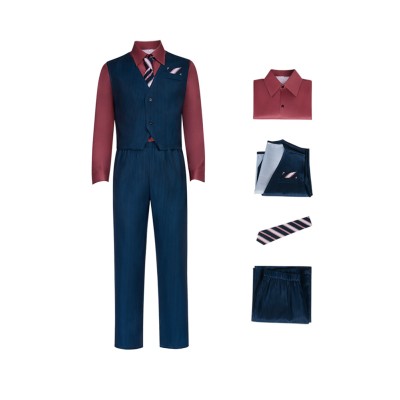 Finley the Puppet Men Blue Suit Cosplay Costume Halloween Carnival Outfit