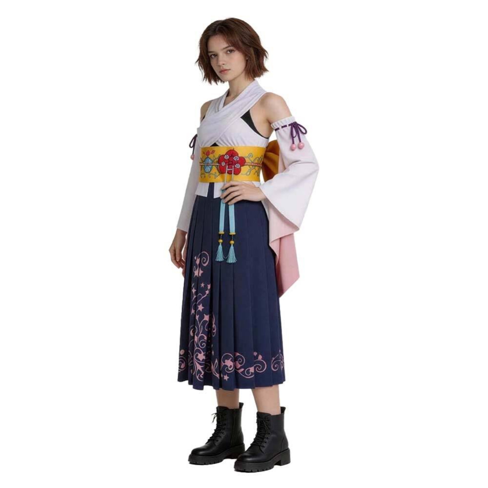 Final Fantasy Yuna Women White Kimono Cosplay Costume Halloween Carnival Outfit