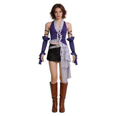 Final Fantasy Yuna Women Purple Cosplay Costume Halloween Carnival Outfit