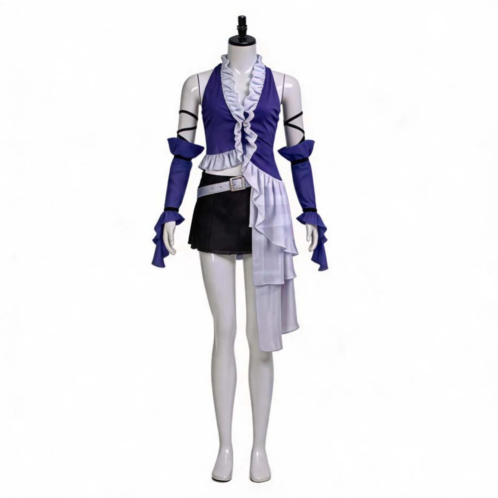 Final Fantasy Yuna Women Purple Cosplay Costume Halloween Carnival Outfit