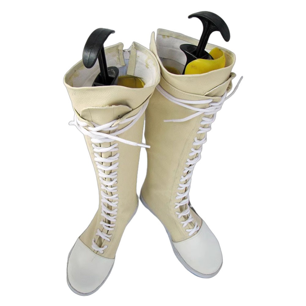 Final Fantasy Yuffie Kisaragi White Boots Shoes Accessories Cosplay Costume Halloween Carnival